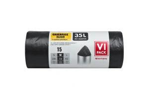 VI Pack Zatahovací pytle na odpad 35L, 15 ks, černé, PE, recyklovatelné