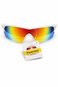 SURPASSGLASS TR2603P cyklistické polarizační sluneční brýle, bílo-červené rámečky, zrcadlové, UV400, Cat.3, unisex